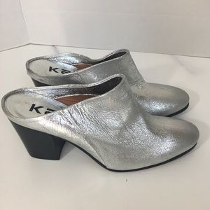 Kalliste Metallic Silver Backless Slip-ons EUR 37